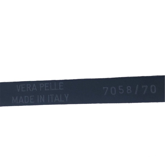 Vera Pelle Italy Black Patent Snakeskin Pattern Leather Belt Silver Tone Buckle - Picture 4 of 6